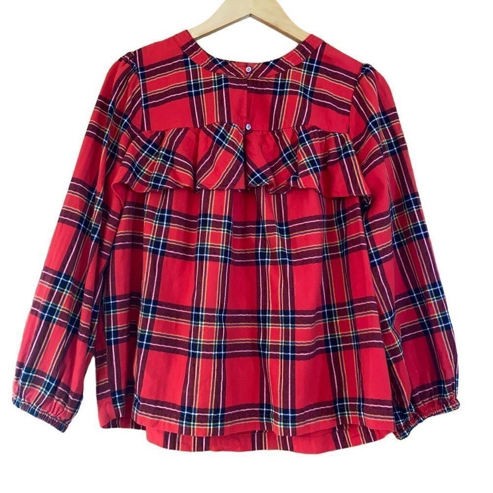 J.crew plaid flannel ruffle top - Picture 3 of 14
